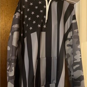Black and Gray American Flag Hoodie